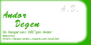 andor degen business card